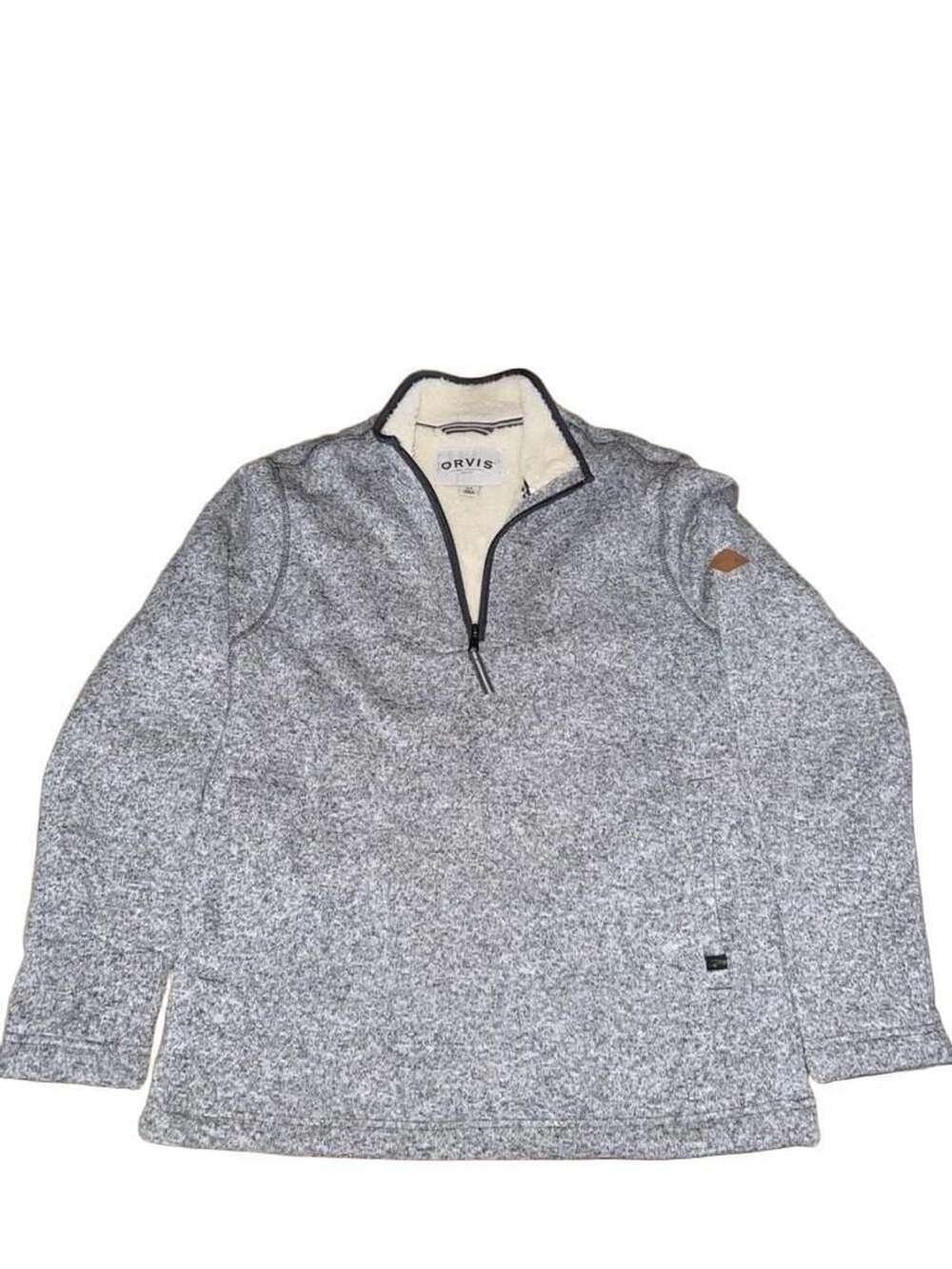 Orvis Sherpa Lined 1/4 Zip Pullover Size M Heather Gray Fleece Sweater